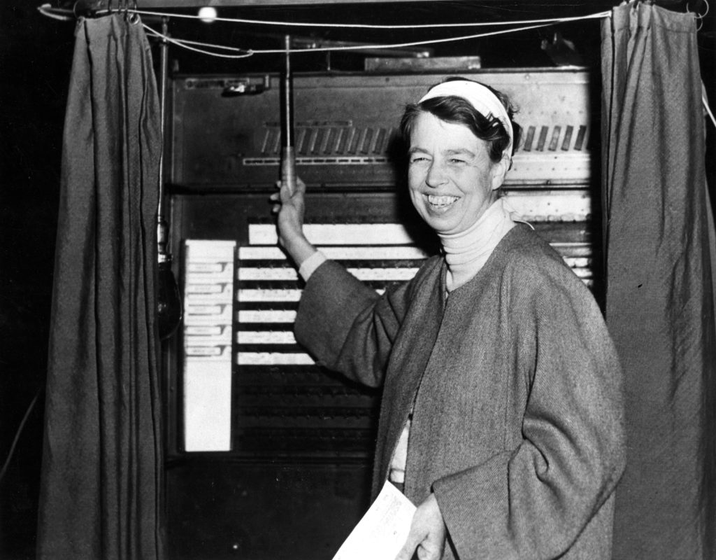 Eleanor, voting in 1936 less than 20 years after the ratification of the 19th Amendment. Photo courtesy of the Roosevelt Institute.