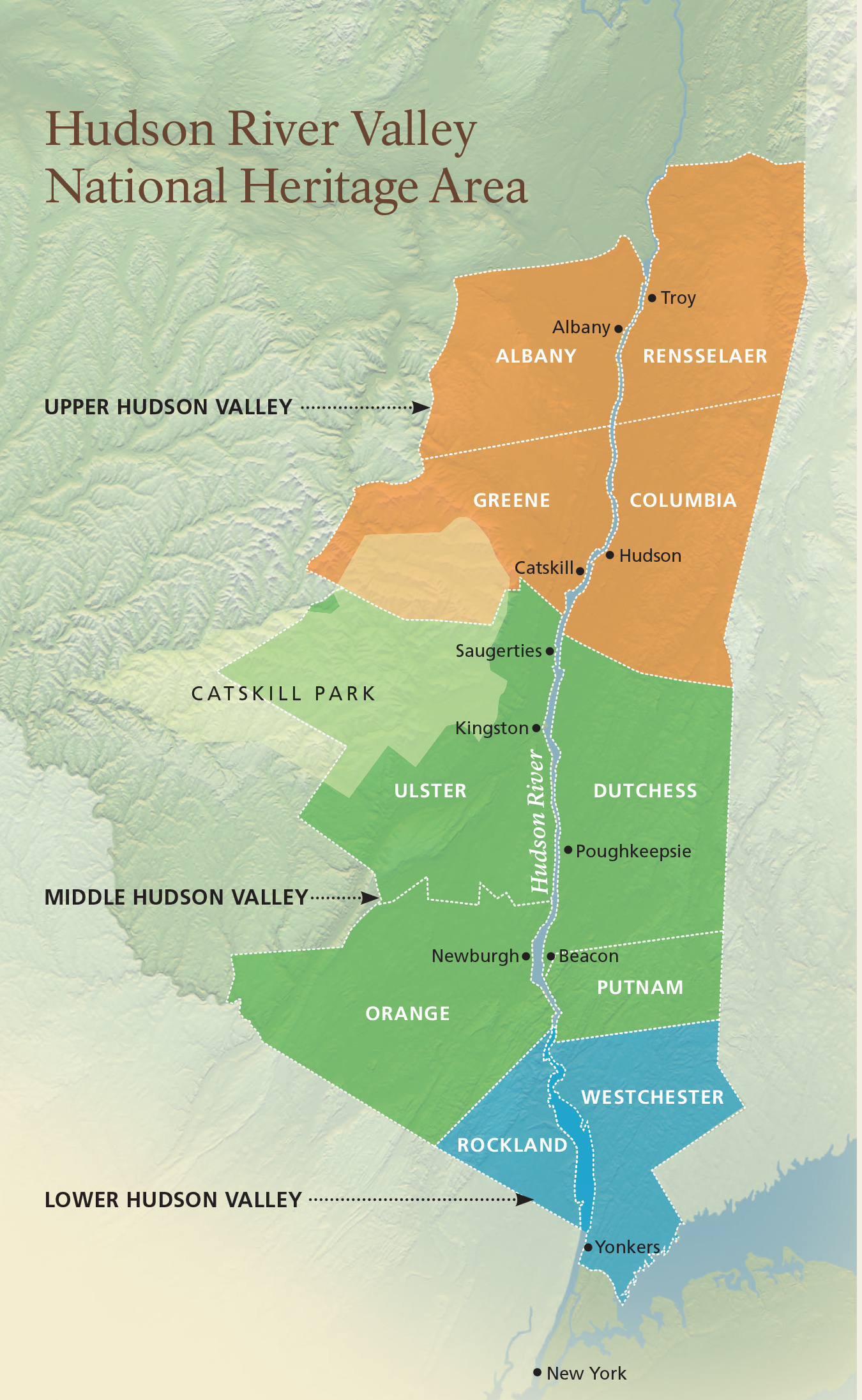 Map of Hudson River Valley National Heritage Association