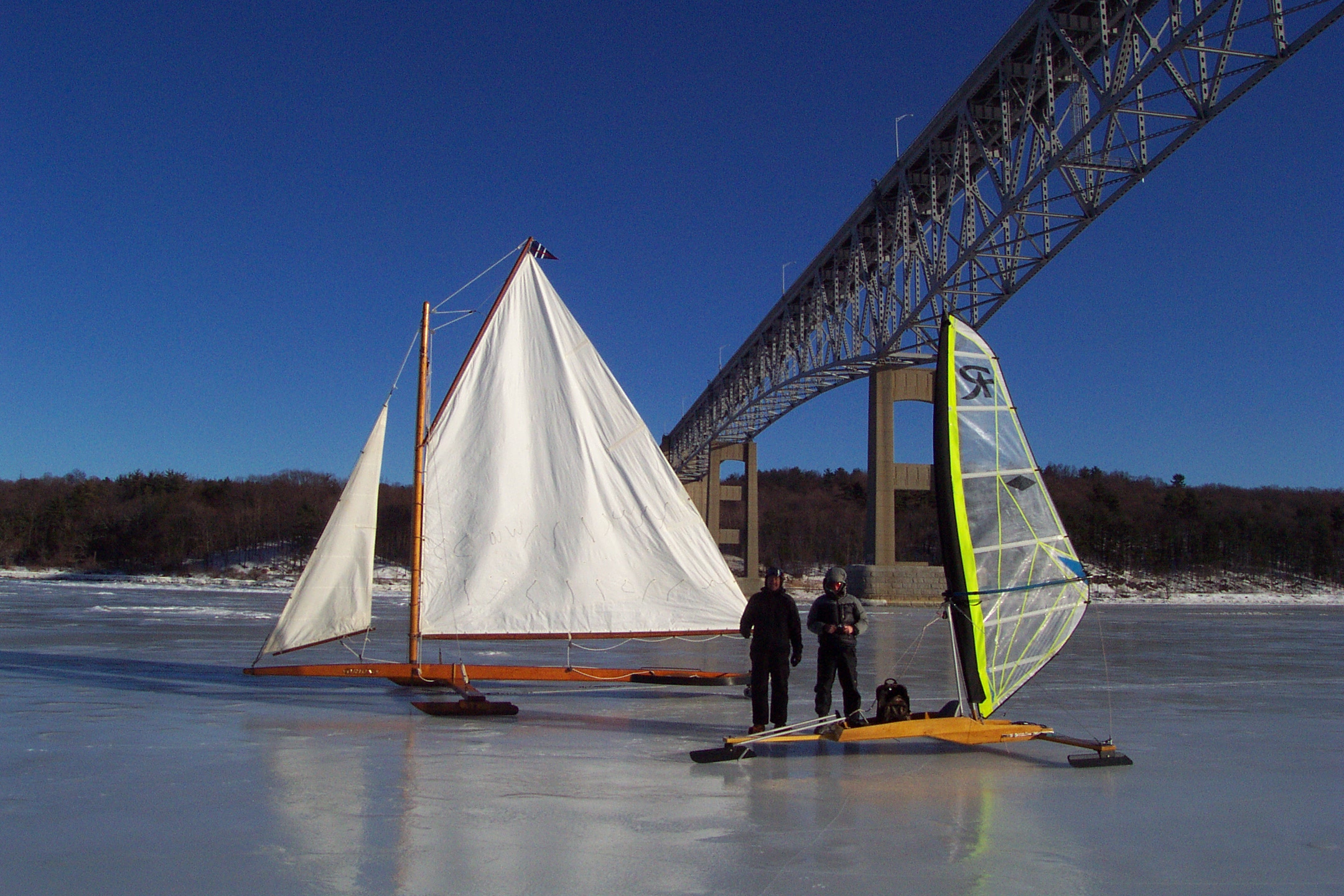 Ice Yachts under the Kingston-Rhinecliff Bridge